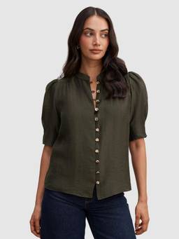 Forever New - Green Tahlia Tuck Detail Blouse