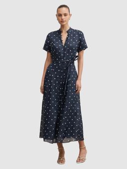 Forever New - Blue Therese Short Sleeve Midi Dress with Belt