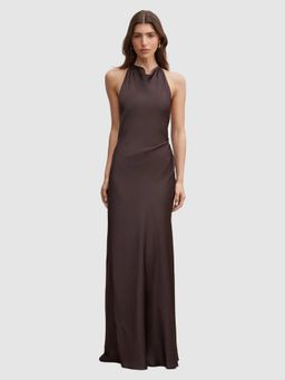 Forever New - Brown Drew Halter Back Tie Maxi Dress