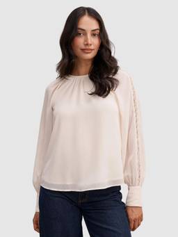 Forever New - Pink Kimberley Lace Trim Blouse