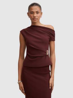 Forever New - Brown Brooklyn Tipped Crepe Top