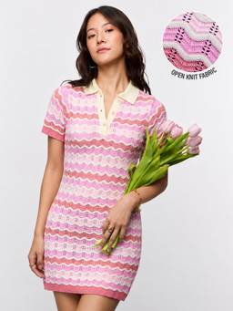 The Souled Store - Pink Polo Dress: Rosette Women Polo Dress