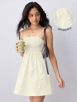 The Souled Store - Off White Smocked Solids: Sunset Dress