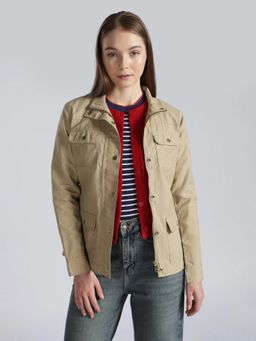 Tommy Hilfiger - Beige Regular Fit Cotton Spread Collar Jacket