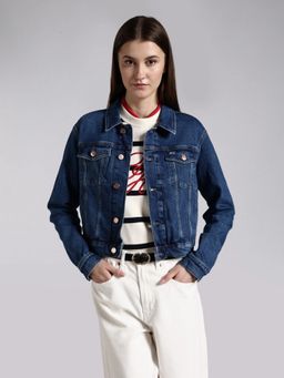 Tommy Hilfiger - Blue Regular Fit Cotton Spread Collar Denim Jacket
