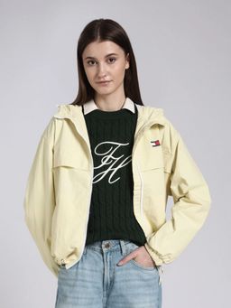 Tommy Hilfiger - Yellow Oversized Fit Nylon Hooded Neck Jacket