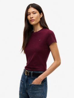 Tommy Hilfiger - Purple Solid Slim Fit Cotton T-Shirt