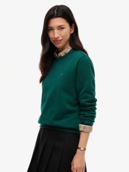 Tommy Hilfiger - Green Regular Fit Cotton Crew Neck Sweatshirt