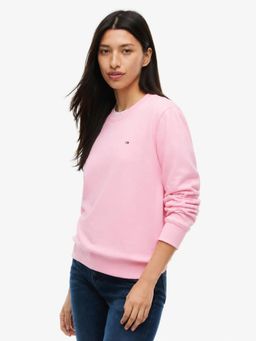 Tommy Hilfiger - Pink Regular Fit Cotton Crew Neck Sweatshirt