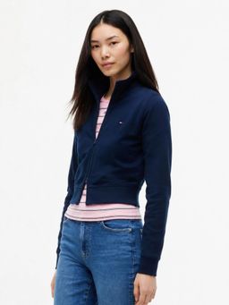 Tommy Hilfiger - Navy Blue Slim Fit Polyester High-Neck Zip-Front Jacket