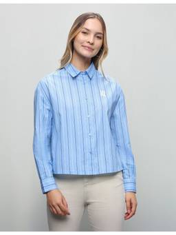 U.S. POLO ASSN. - Blue Women Vertical Striped Shirt