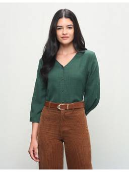 U.S. POLO ASSN. - Green Women Solid Regular Fit Top
