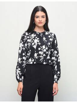 U.S. POLO ASSN. - Black Women Floral Printed Regular Fit Top