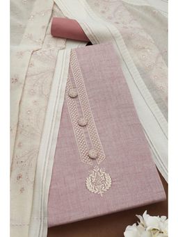 Soch - Womens Lavender Cotton Blend Embroidered Unstiched Dress Material with Sequins (Set of 3)