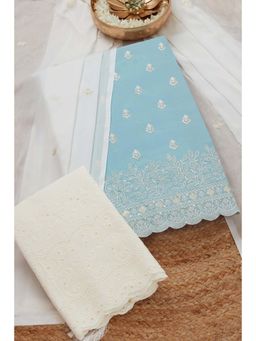 Soch - Womens Powder Blue Modal Silk Embroidered Unstitch Dress Material with Sequins (Set of 3)