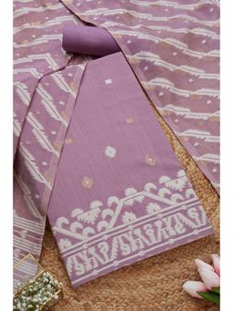 Soch - Womens Lavender Chanderi Jamdani Unstiched Dress Material (Set of 3)