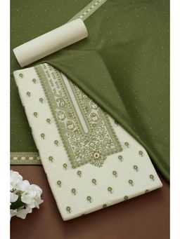 Soch - Womens Cream Tissue Zari Woven Unstiched Dress Material with Stone Work (Set of 3)