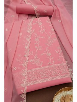 Soch - Womens Blush Pink Cotton Blend Embroidered Unstiched Dress Material with Sequins (Set of 3)