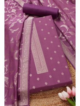 Soch - Womens Lavender Muslin Woven Design Unstiched Dress Material (Set of 3)