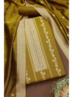 Soch - Womens Olive Organza Zari Woven Unstitch Dress Material with Sequins (Set of 3)