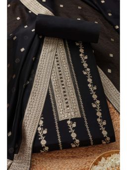 Soch - Womens Black Organza Zari Woven Unstiched Dress Material with Sequins (Set of 3)