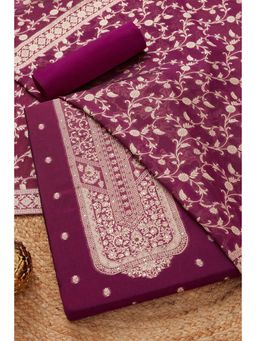 Soch - Womens Magenta Organza Zari Woven Unstiched Dress Material with Sequins (Set of 3)