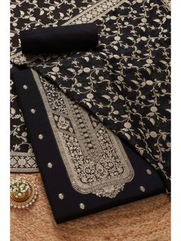 Soch - Womens Black Organza Zari Woven Unstiched Dress Material with Sequins (Set of 3)