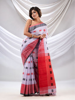 CHARUKRITI - Lavender Cotton Handspun Soft Saree with Nakshi Design with Unstitched Blouse