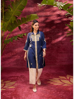 Lakshita - Women Navy Blue Embroidered Tunic