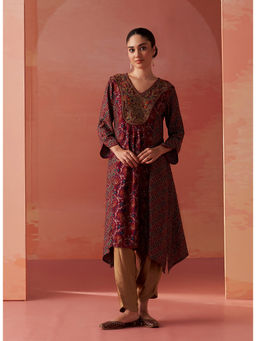 Lakshita - Women Wine Long Printed Kurta