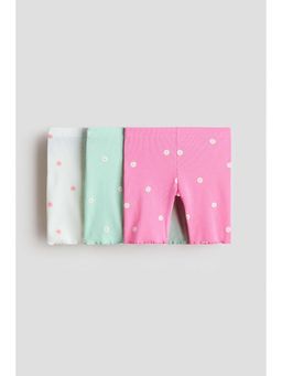 H&M - Girls Green 3-Pack Ribbed Cycling Shorts