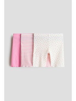 H&M - Girls White 3-Pack Ribbed Cycling Shorts