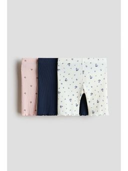 H&M - Girls White 3-Pack Ribbed Cycling Shorts