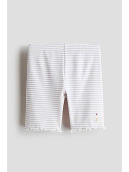 H&M - Girls White Printed Cotton Cycling Shorts