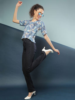 PINACOLADA - Blue Women Floral Design Casual Top