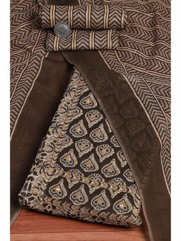 Biba - Black Cotton Hand Block Print Unstitched Dress Material