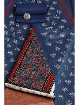 Biba - Blue Flex Cotton Hand Block Print Unstitched Dress Material