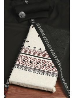 Biba - Black Flex Cotton Hand Block Print Unstitched Dress Material