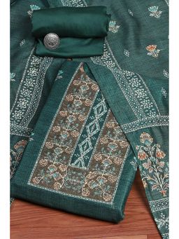 Biba - Teal Chanderi Katha Work Unstitched Dress Material