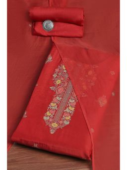 Biba - Red Viscose Silk Woven Unstitched Dress Material