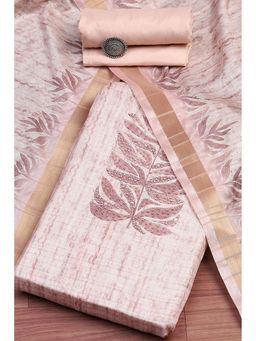 Biba - Beige Tussar Printed Unstitched Dress Material