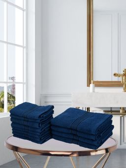 KOPA - 12Pc Quick Dry 100% Cotton Soft Terry Towel -4Pc Hand, 8Pc Face D'Ross Solid-Navy Blue
