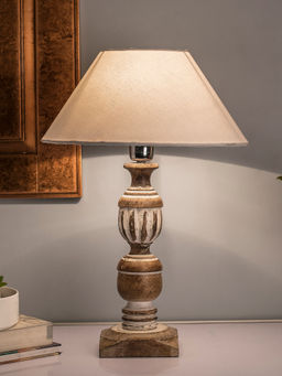 Homesake - White Trophy Carved Table Lamp White Cone