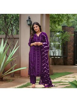 Gahan - Womens Viscose Rayon Printed Kurta with Pant & Dupatta - Purple