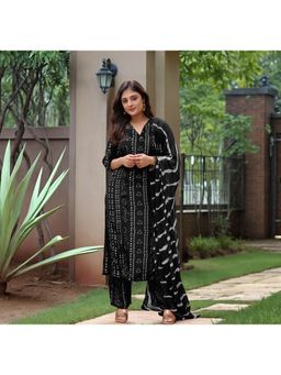 Gahan - Womens Viscose Rayon Printed Kurta with Pant & Dupatta - Black