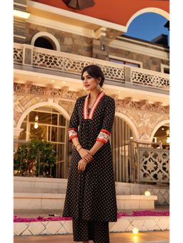 Gahan - Womens Viscose Rayon Kurta Polka Dots with Palazzo - Black