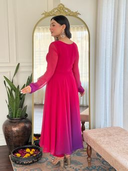 Gahan - Womens Viscose Rayon Anarkali Solid/Plain with Pant & Dupatta - Pink