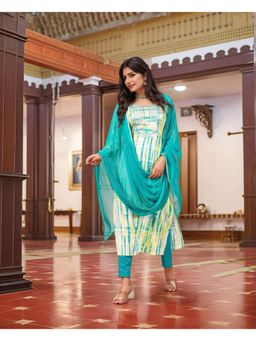 Gahan - Womens Viscose Rayon Embroidered Kurta with Pant & Dupatta - Teal