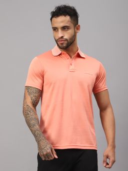 Vector X - Men Sports Wear Peach Polyester Half Sleeves Polo Neck T-Shirt