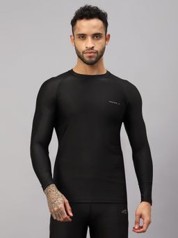 Vector X - Men Black Body Fit Compression Full Sleeve T-Shirt